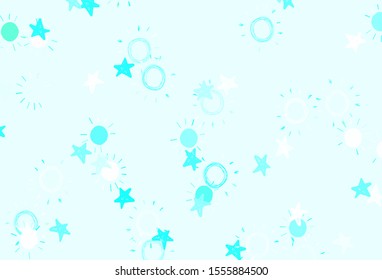 Light Green vector layout with stars, suns. Shining colored illustration with stars, suns. Best design for your ad, poster, banner.