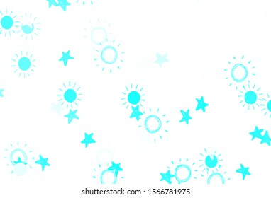 Light Green vector layout with stars, suns. Shining colored illustration with stars, suns. Best design for your ad, poster, banner.