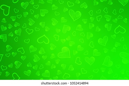Light Green vector layout with sweet hearts. Glitter abstract illustration with colorful hearts in romantic style. Pattern can be used for valentine's ad, booklets.