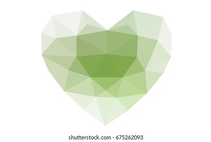 Light Green vector love background with heart. Paper note. Valentine's greeting polygonal card. Triangular illustration for your business. Stock template for your design.
