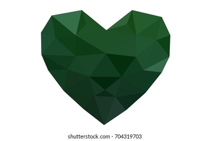Light Green vector love background with heart. Paper note. Valentine's greeting polygonal card. Triangular illustration for your business. Stock template for your design.