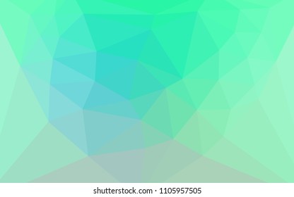 Light Green vector low poly cover with a heart in a centre. Colorful illustration with gradient. Brand new design for your business.