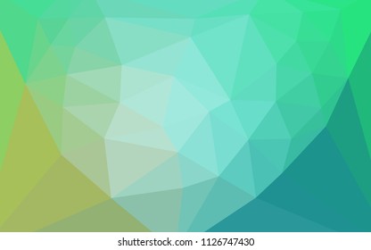 Light Green vector low poly cover with a heart in a centre. Modern abstract illustration with triangles. Brand new design for your business.