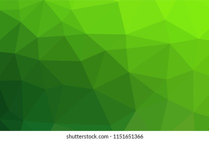 Light Green vector low poly layout. Triangular geometric sample with gradient.  The template can be used as a background for cell phones.