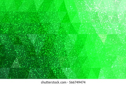 Light Green vector low poly crystal background with snowflakes. Polygon christmas design pattern . Low poly illustration of New Year celebration.