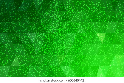 Light Green vector low poly crystal background with snowflakes. Polygon christmas design pattern . Low poly illustration of New Year celebration.