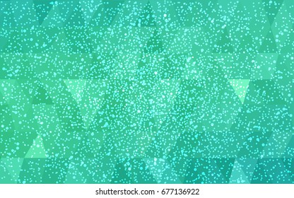 Light Green vector low poly crystal background with snowflakes. Polygon christmas design pattern . Low poly illustration of New Year celebration.