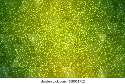 Light Green vector low poly crystal background with snowflakes. Polygon christmas design pattern . Low poly illustration of New Year celebration.