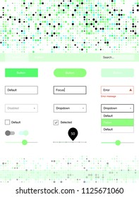 Light Green vector Material Design Kit with dots. Colorful ui/ux kit with header consisted of spheres. Simple colorful design for websites.