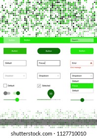 Light Green vector Material Design Kit with dots. Beautiful ui ux kit with colorful dots in its header. Modern template for your landing page.