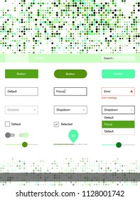 Light Green vector Material Design Kit with dots. Web ui kit with abstract gradient circles in its header. This sample is for your website.