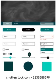 Light Green vector Material Design Kit with stars. Web ui kit with abstract gradient clouds in its header. This template you can use for websites.