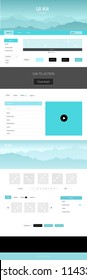 Light Green vector Material Design Kit with hills. Colorful ui/ux kit with header consisted of hills & rocks. Modern template for your landing page.