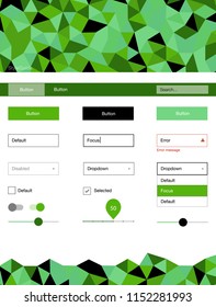 Light Green vector Material Design Kit with lines. Decorative ui kit design in abstract style with colorful crystals. This template you can use for landing pages.