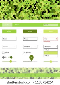 Light Green vector Material Design Kit with dots. Web ui kit with abstract gradient circles in its header. Beautiful layout for websites, landing pages.
