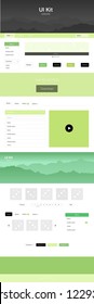 Light Green vector Material Design Kit with hills. Colorful ui/ux kit with header consisted of hills & rocks. Sample for your landing page of tourism.