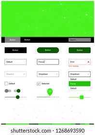 Light Green vector Material Design Kit with lines, circles. Style guide in polygonal style with triangles, circles. This sample is for your landing page.