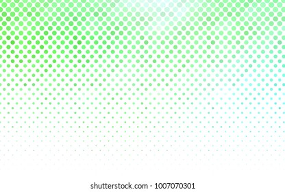 Light Green vector modern geometrical circle abstract background. Dotted texture template. Geometric pattern in halftone style with gradient. 