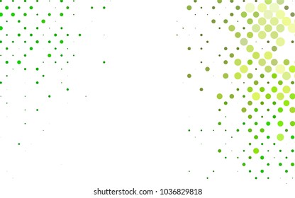 Light Green vector modern geometrical circle abstract background. Dotted texture template. Geometric pattern in halftone style with gradient. 