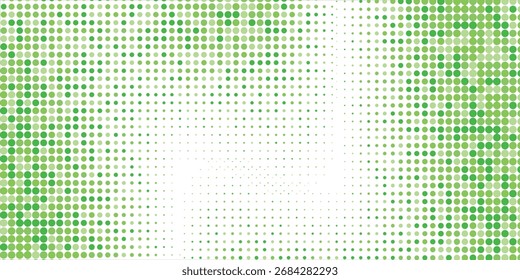 Fondo abstracto geométrico moderno del círculo del Vector verde claro. Plantilla punteada creativa de la textura. Patrón geométrico en estilo semitono con gradiente.Eps 10