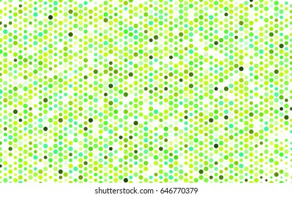 Light Green vector modern geometrical circle abstract background. Dotted texture template. Geometric pattern in halftone style with gradient. 