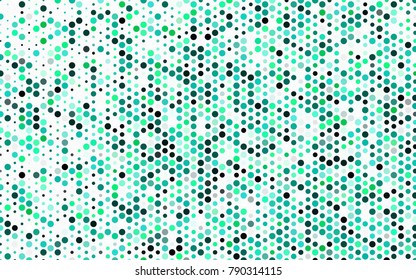 Light Green vector modern geometrical circle abstract background. Dotted texture template. Geometric pattern in halftone style with gradient. 