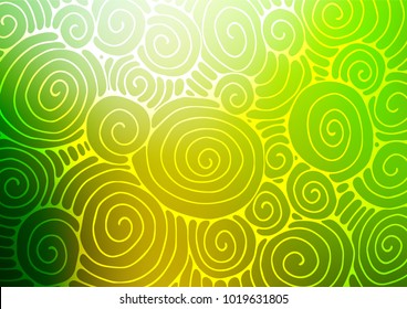 Light Green vector natural abstract template. Shining colored illustration with doodles in Zen tangle style. The template can be used as a background for cell phones.