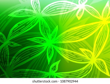Light Green vector natural abstract template. Colorful abstract illustration with lines in Asian style. The template can be used as a background for cell phones.