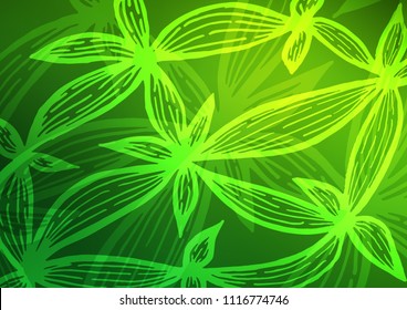 Light Green vector natural abstract floral background. Glitter abstract illustration with doodles and Zen tangles. Hand painted design for web, wrapping, wallpaper.