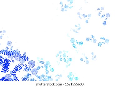Light Green vector natural artwork with leaves, flowers. Modern abstract illustration with leaves and flowers. Brand new design for your business.
