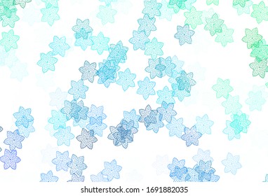 Vector verde claro fondo natural con flores. Ilustración de colores brillantes con flores. Diseño pintado a mano para web, envoltura.