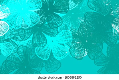 Light Green vector natural backdrop with flowers Doodle illustration of flowers in Origami style. New template for your design.