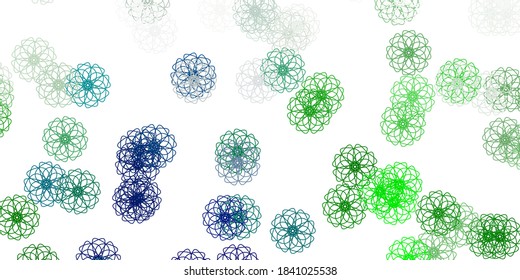 Light green vector natural backdrop with flowers. Colorful flowers in natural style on simple background. Colorful pattern for spring parties.