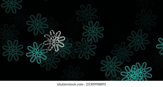 Fundo natural vetor verde claro com flores. Simples ilustração colorida com flores abstratas. Padrão para designs de sites.