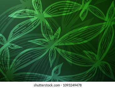Light Green vector natural elegant texture. A vague abstract illustration with doodles in Indian style. A completely new design for your business.