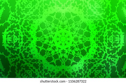 Light Green vector natural elegant template. A vague abstract illustration with doodles drawn by child in Indian style. The pattern can be used for coloring books and pages for kids.