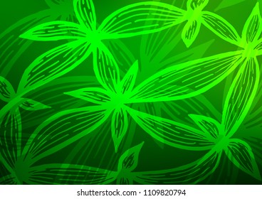 Light Green vector natural elegant background. Glitter abstract illustration with doodles and Zen tangles. The template can be used as a background for cell phones.
