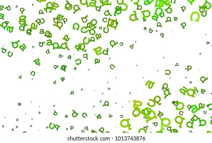 Light Green vector pattern with ABC symbols. Shining illustration with ABC symbols on abstract template. Smart design for your business advert of university.