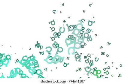 Light Green vector pattern with ABC symbols. Shining illustration with ABC symbols on abstract template. The pattern can be used as ads, poster, banner for books.