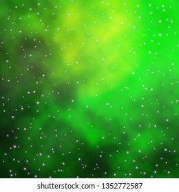 Light Green vector pattern with abstract stars. Shining colorful illustration with small and big stars. Design for your business promotion.