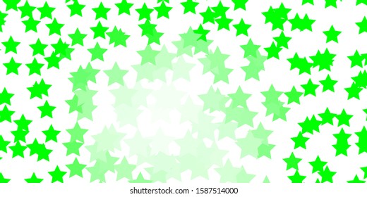 Light Green vector pattern with abstract stars. Shining colorful illustration with small and big stars. Theme for cell phones.