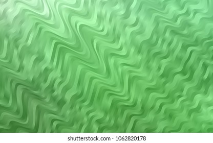 Light Green vector pattern with bent ribbons. Shining illustration, which consist of blurred lines, circles. A completely new template for your business design.
