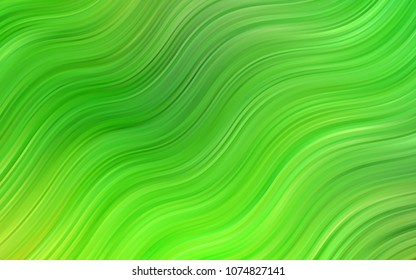 Light Green vector pattern with bent ribbons. Blurred geometric sample with gradient bubbles.  Textured wave pattern for backgrounds.