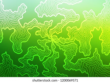 Light Green vector pattern with bent ribbons. Blurred geometric sample with gradient bubbles.  Brand new design for your ads, poster, banner.