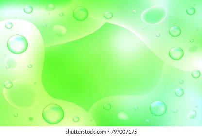 Light Green vector pattern with bent ribbons. Blurred geometric sample with gradient bubbles.  Memphis design for your web site.