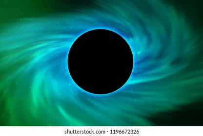 Light Green vector pattern with a black hole, stars. Gradient colorful illustration with a black hole, stars. Template for Black Friday sales.