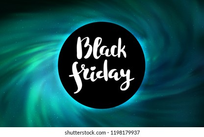 Light Green vector pattern with a black hole, stars. Decorative design in space style with a black hole. Pattern for posters, banners of sales.