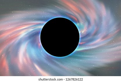 Light Green vector pattern with a black hole, stars. Illustration with colorful milky way stars and a black hole. Template for Black Friday sales.