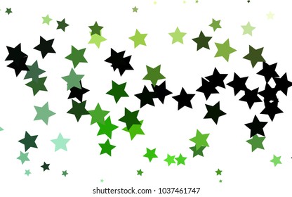 Light Green vector pattern with christmas stars. Glitter abstract illustration with colored stars. The pattern can be used for websites.