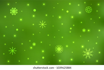 Light Green vector pattern with christmas snowflakes. Modern geometrical abstract illustration with crystals of ice. The pattern can be used for new year ad, booklets.